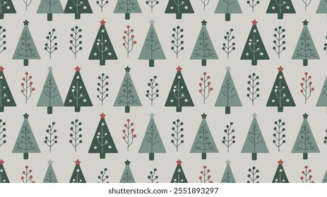 Seamless festive holiday background pattern with colorful Christmas ornaments