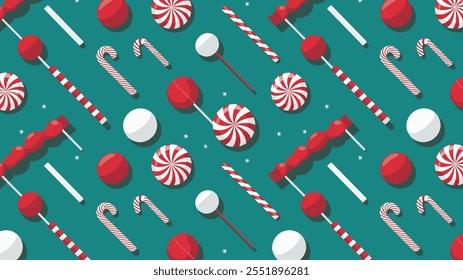 Seamless festive holiday background pattern with colorful Christmas ornaments
