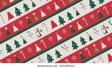 Seamless festive holiday background pattern with colorful Christmas ornaments