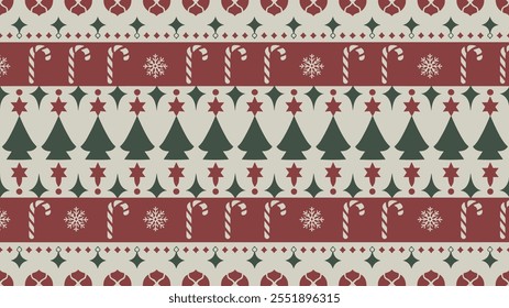 Seamless festive holiday background pattern with colorful Christmas ornaments