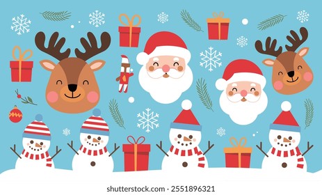 Seamless festive holiday background pattern with colorful Christmas ornaments