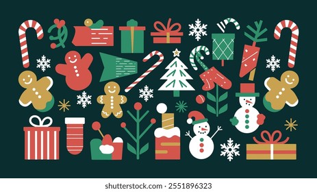 Seamless festive holiday background pattern with colorful Christmas ornaments