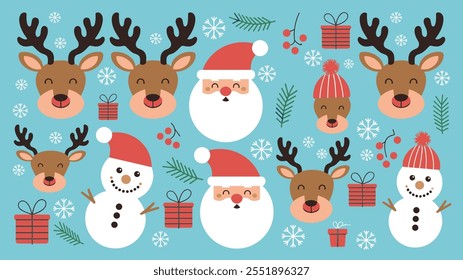 Seamless festive holiday background pattern with colorful Christmas ornaments