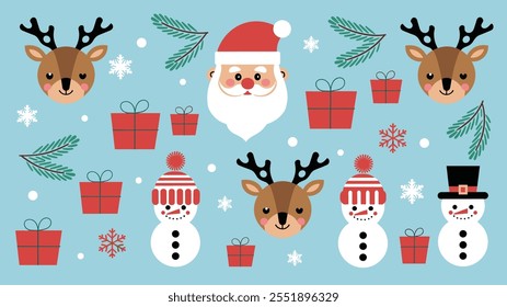 Seamless festive holiday background pattern with colorful Christmas ornaments