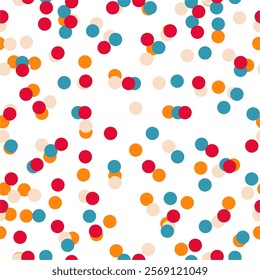 Seamless festive holiday pattern birthday party New Year Christmas with confetti vector illustration print wallpaper for fabric, pack, paper ets 