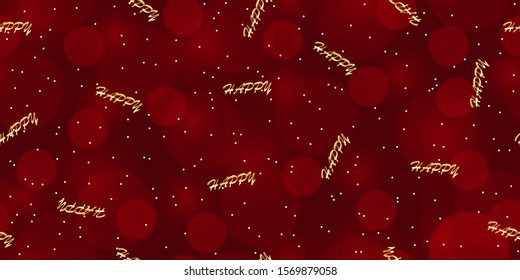 Seamless festive new year background with bokeh and happy lettering for packaging design, paper printing, simple backgrounds and texture, posters, banners and Wallpaper.
