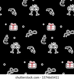 seamless festive pattern for birthday, holidays, doodle style,  Design for textile, fabric, wallpapers, package, vector texture