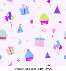 Seamless festive pattern cake vector illustration
