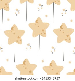 Seamless festive pattern with cartoon balloons, decor elements. flat vector for birthday. kids hand drawing. baby design for fabric, wrapper, print