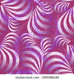Seamless festive pattern with geometric shapes in pink and purple bright colors. Great for wallpaper, wrapping paper, backgrounds, holiday decorations and other designs. Vector illustration.