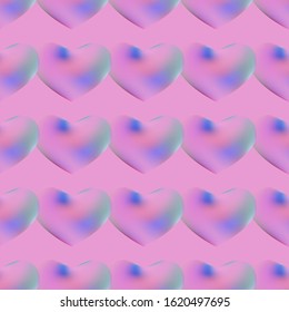 Seamless festive pattern with hearts elements. Endless texture for your design, background, fabrics, Valentin`s day. Mesh gradient.