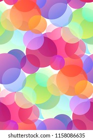 Seamless festive pattern with multicolored confetti on white background. Gradient bokeh. Texture for wallpaper, fabrics, covers and your creativity