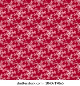 Seamless festive red pattern with white snowflakes vector on red vector background, digitally created on a tablet, christmas ornaments vector, packaging design vector