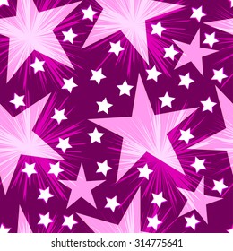 Seamless festive wrapper. Seamless pattern with stars. Stars on purple background.