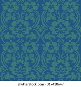 Seamless Fifteenth Century Tapestry Inspired Floral Damask Background Pattern