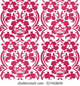 Seamless Fifteenth Century Tapestry Inspired Floral Damask Background Pattern