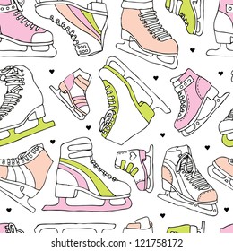 seamless figure ice skate vintage background pattern in vector