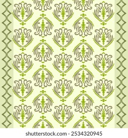 Seamless filigree Ikat Pattern for regal fabric. 