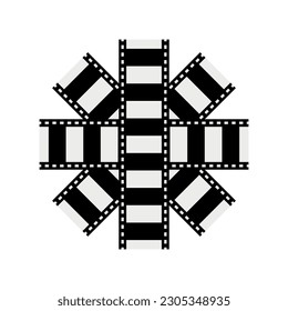 Seamless film strip vector image. Retro curved film strip old grunge cinema movie vector image