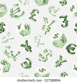 Seamless finance background with currency symbols dollar, euro, pound, yen,yuan. Vector illustration.