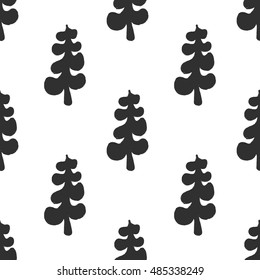 Seamless fir tree pattern. Scandinavian background. Pine-tree vector texture.