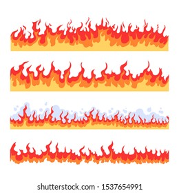 Seamless fire flame set collection concept. Vector flat graphic design illustration