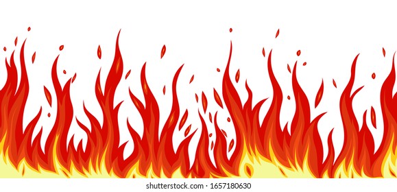 Seamless fire isolate on a white background. Vector graphics.