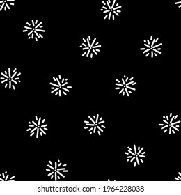 Seamless firework vector pattern. Repeat celebration party background with cute festival display elements. Trendy black and white retro fashion print design. Modern holiday illustration.