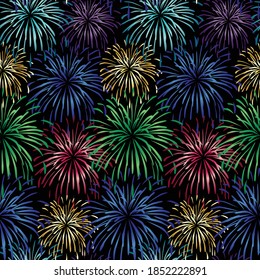 seamless fireworks background vector pattern