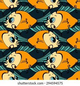 Seamless fish background. Vector illustration