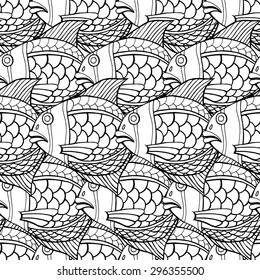 Seamless fish background. Vector illustration
