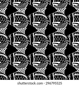 Seamless fish background. Vector illustration