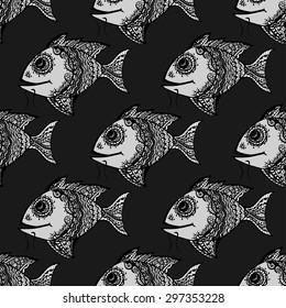 Seamless fish background. Vector illustration