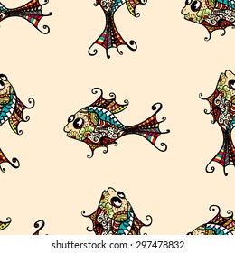Seamless fish background. Vector illustration