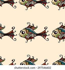 Seamless fish background. Vector illustration