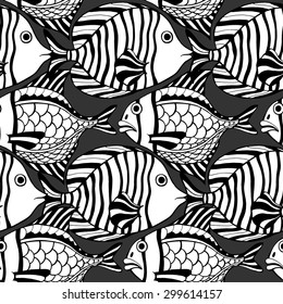 Seamless fish background. Vector illustration