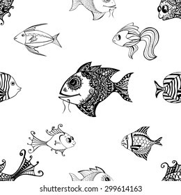 Seamless fish background. Vector illustration