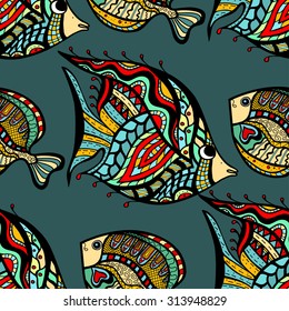 Seamless of fish background. Vector illustration image