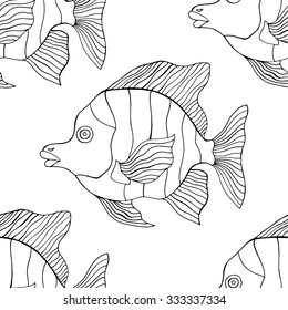 Seamless fish background. Vector illustration