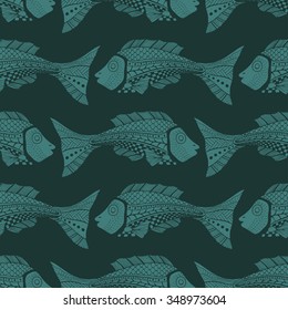 Seamless of fish background. Vector illustration image