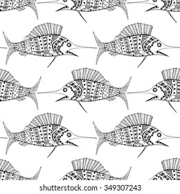 Seamless of fish background. Vector illustration image