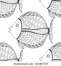 Seamless of fish background. Vector illustration Image