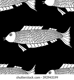 Seamless of fish background. Vector illustration Image
