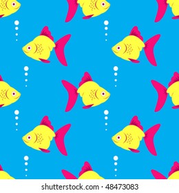 Seamless fish blue pattern. Vector illustration.