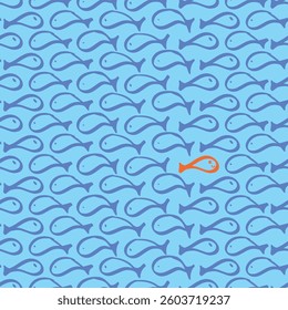 seamless fish doodle pattern for kids. Vector illustration