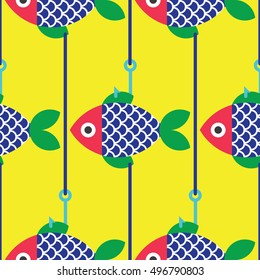 Seamless Fish and Fishing Pole pattern