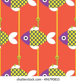 Seamless Fish and Fishing Pole pattern