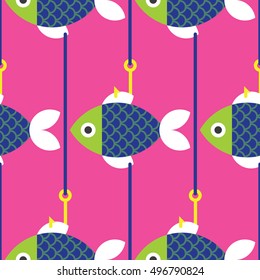 Seamless Fish and Fishing Pole pattern