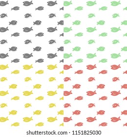 Seamless fish pattern 4 colors