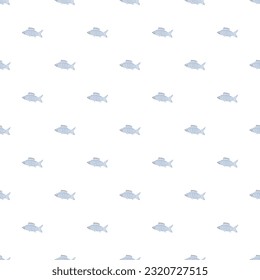 Seamless fish pattern. Drawn fish background. Seafood illustration